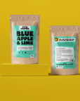 Packaging photo of 75g of Blue Apple and Lime loose leaf fruit tea in biodegradable kraft bag from Very Craftea