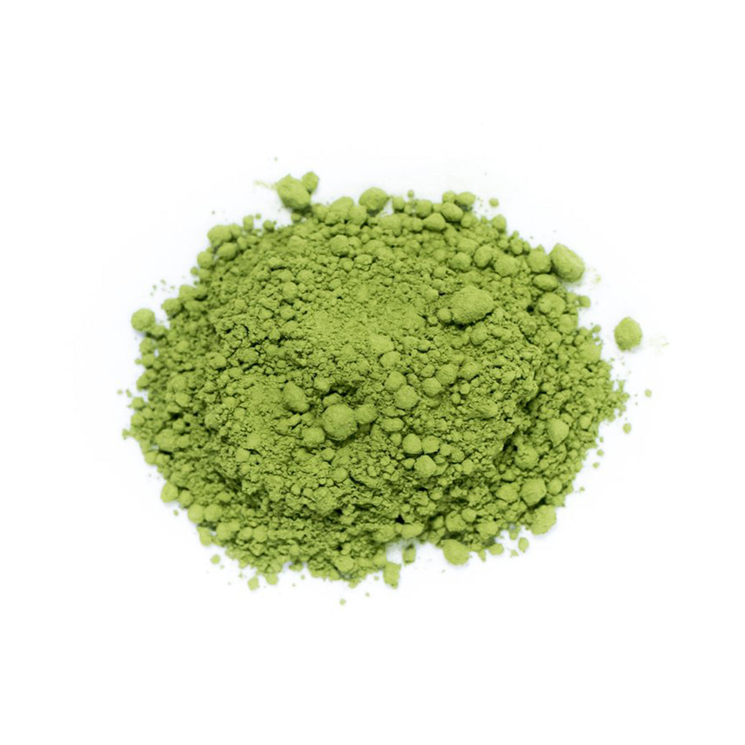 Close up of Ceremonial Grade Matcha Powdered Tea loose leaf green tea from Very Craftea