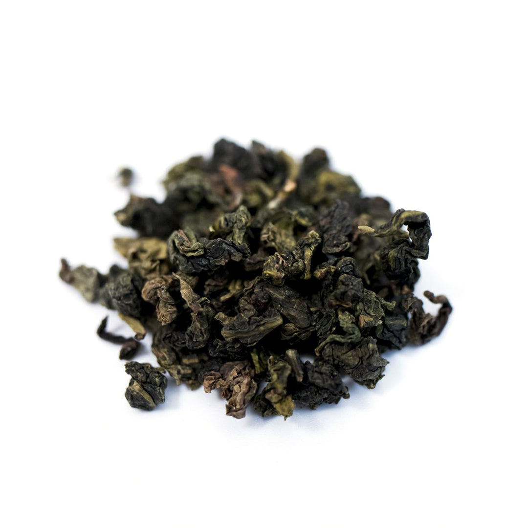 Close up of Iron Goddess Of Mercy (Tie Guan Yin) loose leaf Oolong tea from Very Craftea