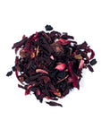 Close up of Hibiscus and Elderberries loose leaf fruit tea from Very Craftea