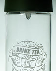 750ml Large Cold Brew Tea Glass Water Bottle with Olive Green Lid and Drink Tea and Craft On Logo by Very Craftea