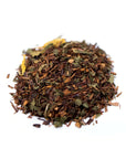 Close up of Choco Mint Rooibos loose leaf herbal tea from Very Craftea