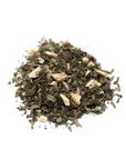 Close up of Liquorice Mint Toffee loose leaf herbal tea from Very Craftea
