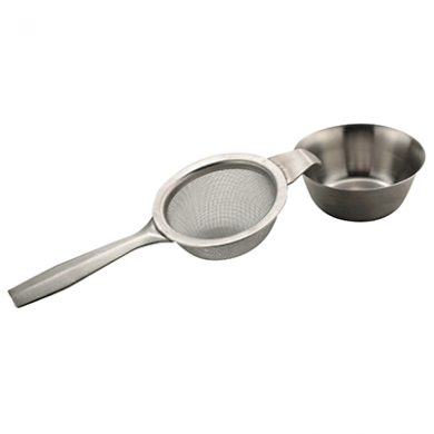 Metal Tea Strainer with Mesh and Drip Tray from Very Craftea